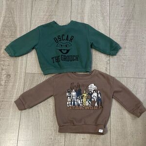 Gap Toddler Sweatshirts: Star Wars & Sesame Street  Sz 18-24 mod (Green & Brown)